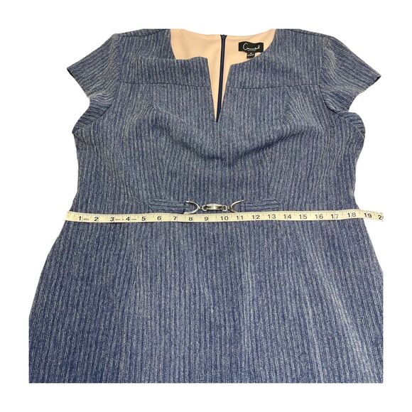 Connected Apparel Shift Dress Women's Medium Blue Polyester Stretch Back Zip - Picture 6 of 8